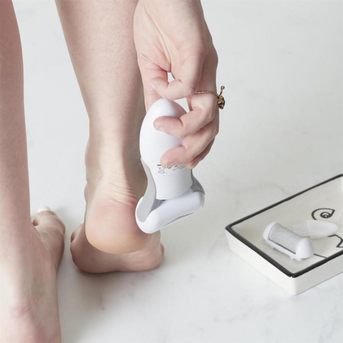 Paris Prix Pédicure Électrique  Brosse  15cm Blanc & Gris