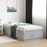 VIDAXL Cadre de lit avec LED sans matelas gris beton 90x200 cm