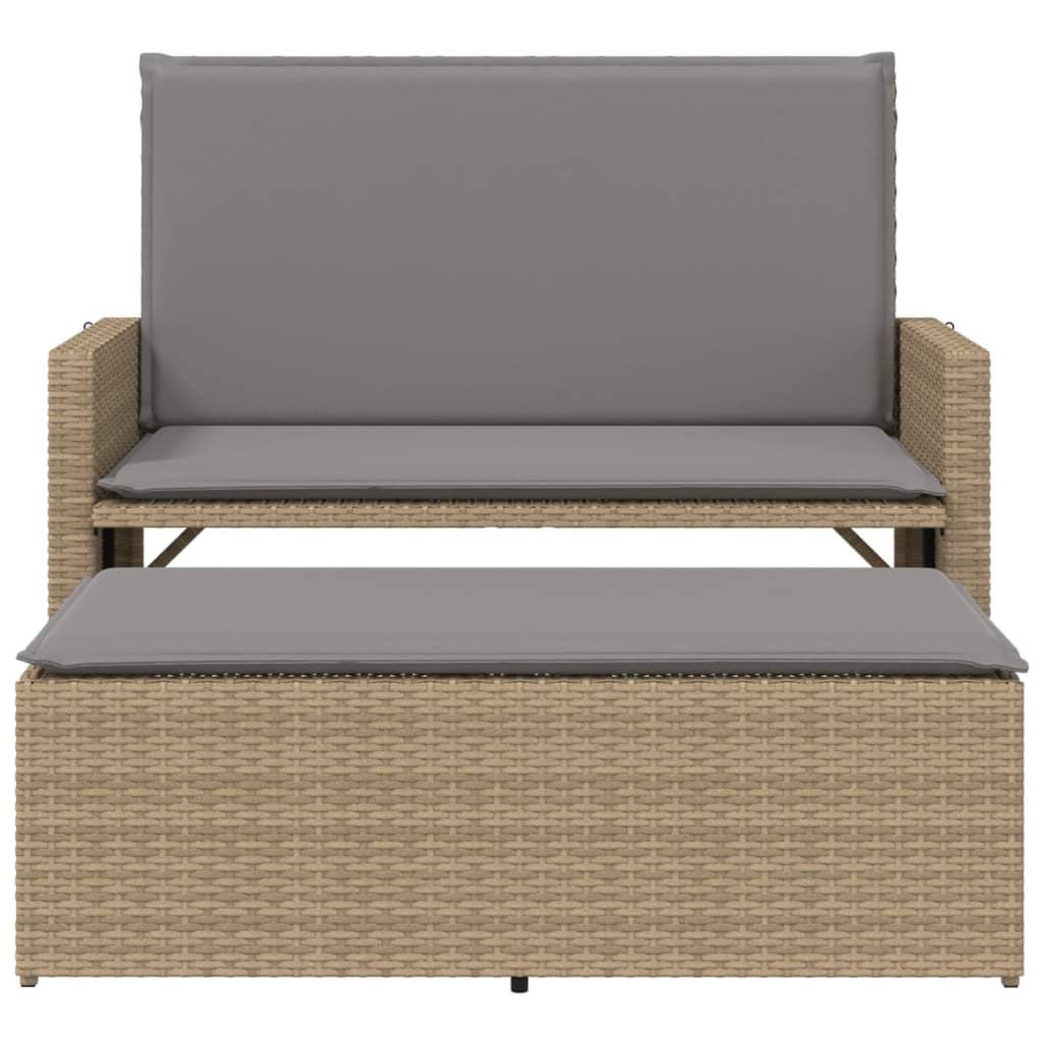 Voir la diapositive 5 : VIDAXL Banc de jardin et coussins et repose-pied beige resine tressee
