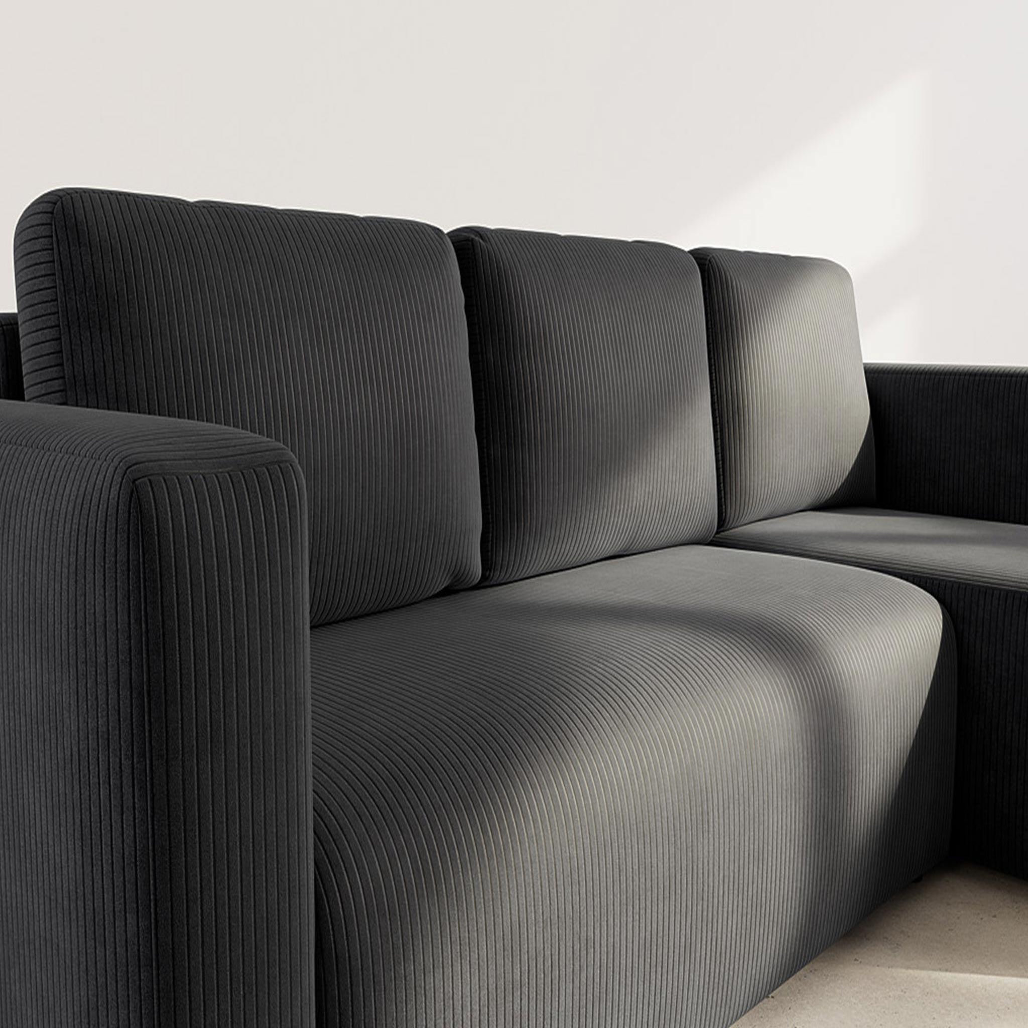 Voir la diapositive 4 : BEST MOBILIER Canopy - canapé d'angle réversible 4 places convertible avec coffre en velours côtelé