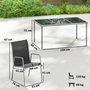 Voir la diapositive 3 : OUTSUNNY Salon de jardin 6 places 7 pièces chaises empilables métal gris