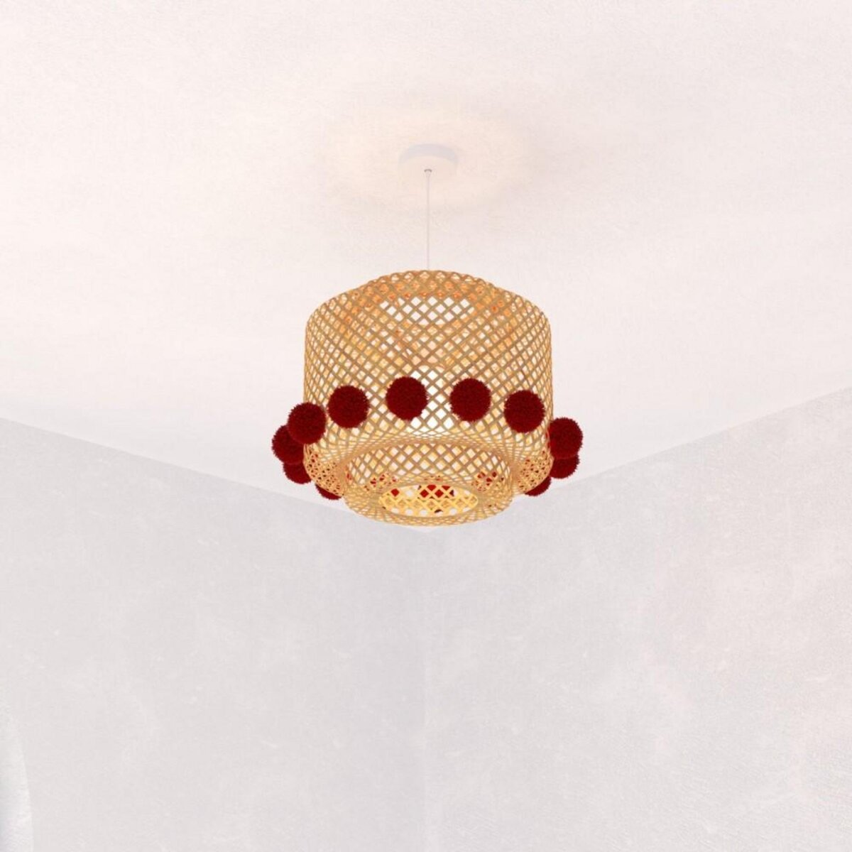ATMOSPHERA Suspension en bambou diam 28cm avec pompons