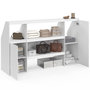 Voir la diapositive 3 : ID MARKET Ensemble étagère 2 niveaux, armoire 2 armoire 1 porte + 1 niche sous pente TOMI blanc