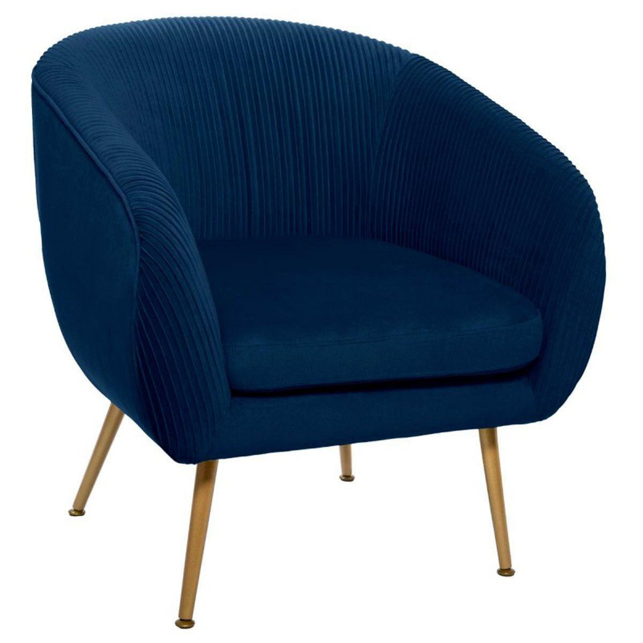 ATMOSPHERA Fauteuil design en velours  solaro  78cm bleu