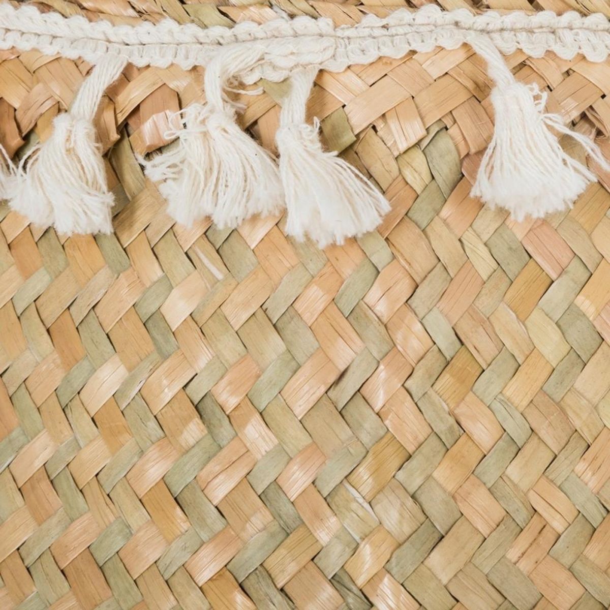 ATMOSPHERA Panier tressé seagrass pli pompons