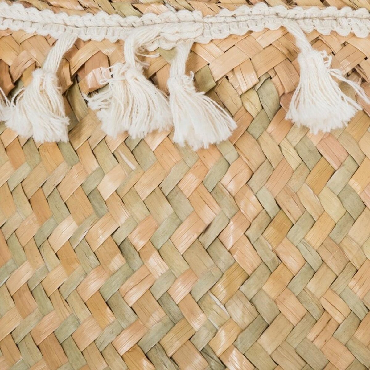 ATMOSPHERA Panier tressé seagrass pli pompons