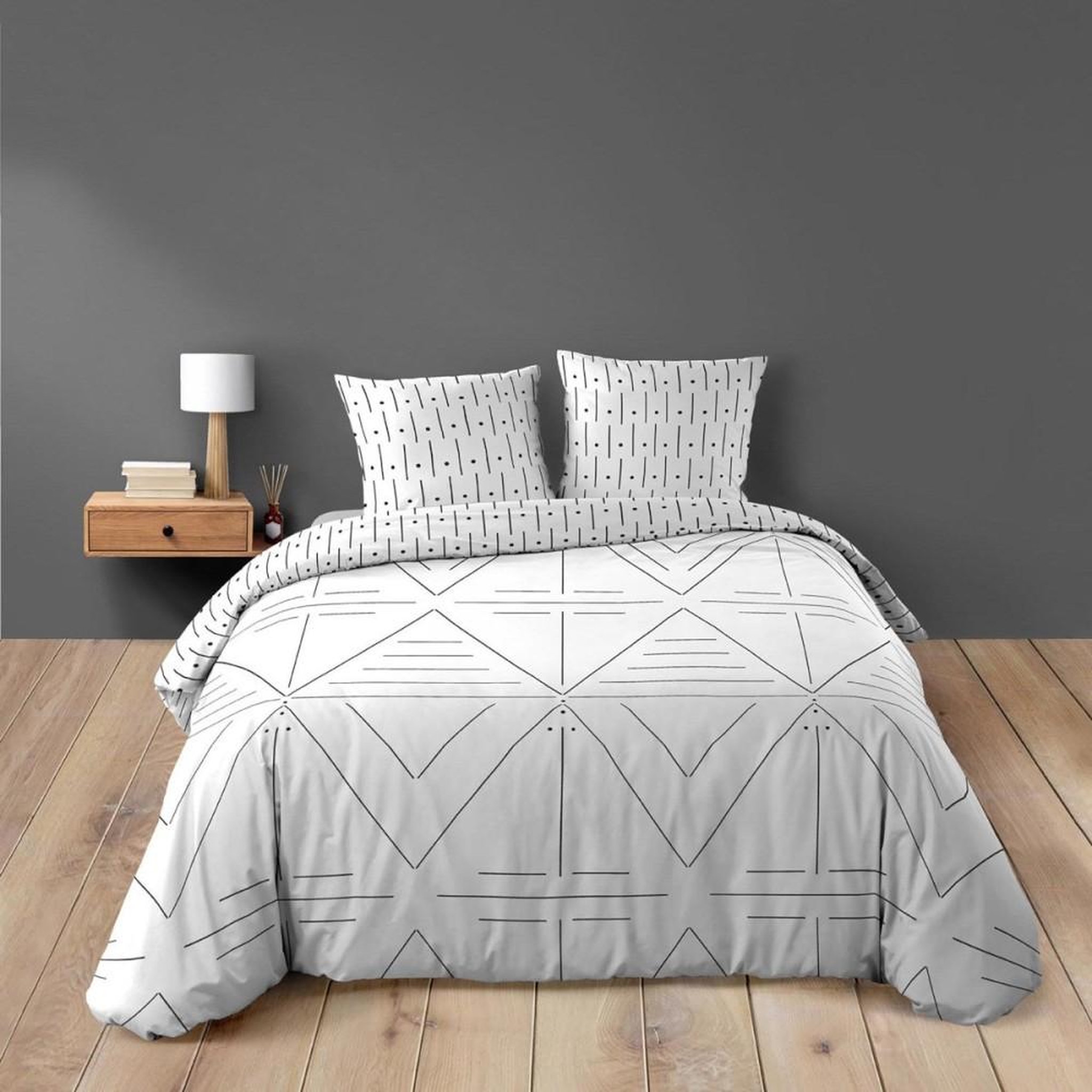 Voir la diapositive 1 : Douceur d'Intérieur Housse de couette 260x240 + 2 taies ETNA 100% coton