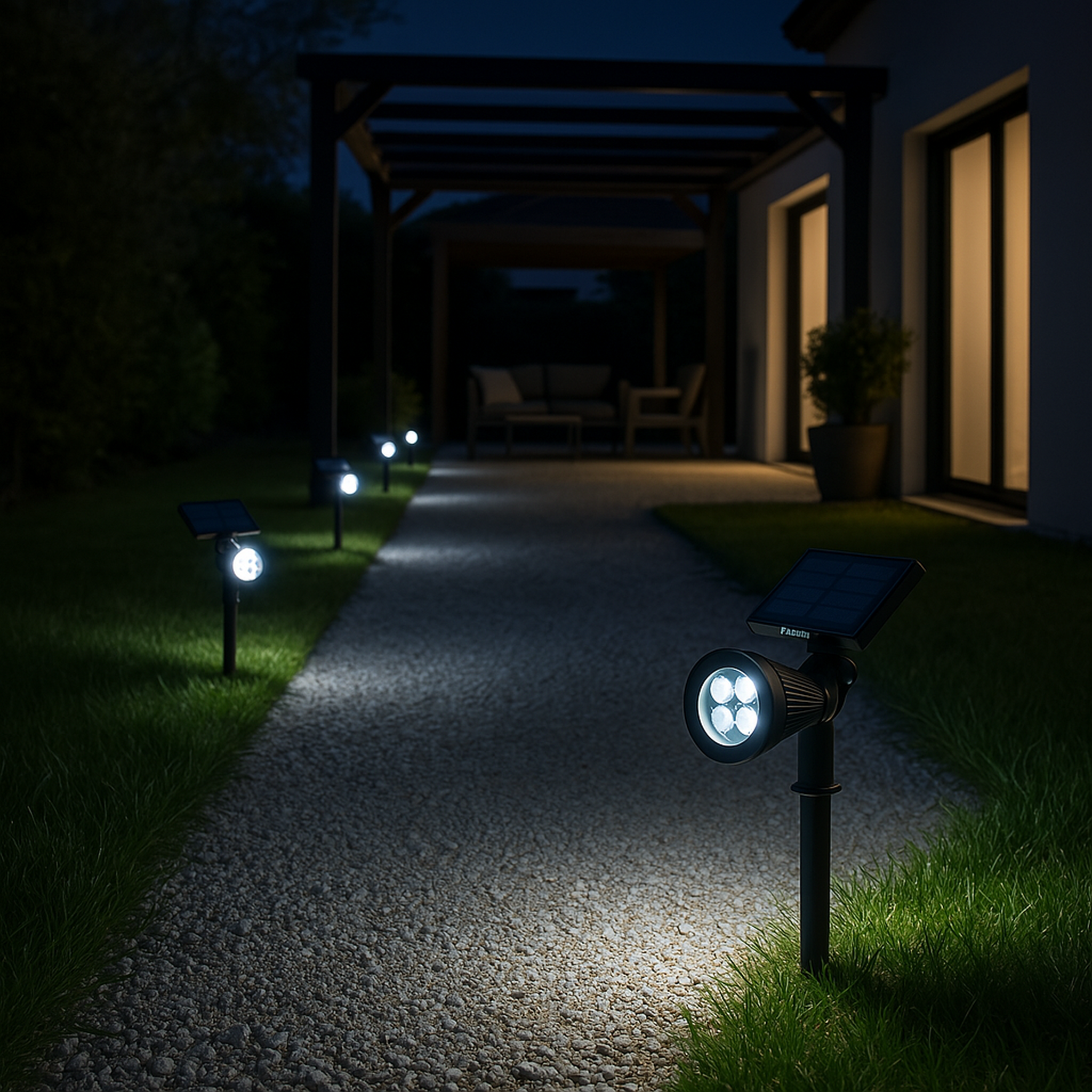 Voir la diapositive 2 : Lumisky Lot de 2 spots solaires projecteurs SPIKY W34 Noir Plastique 100LM