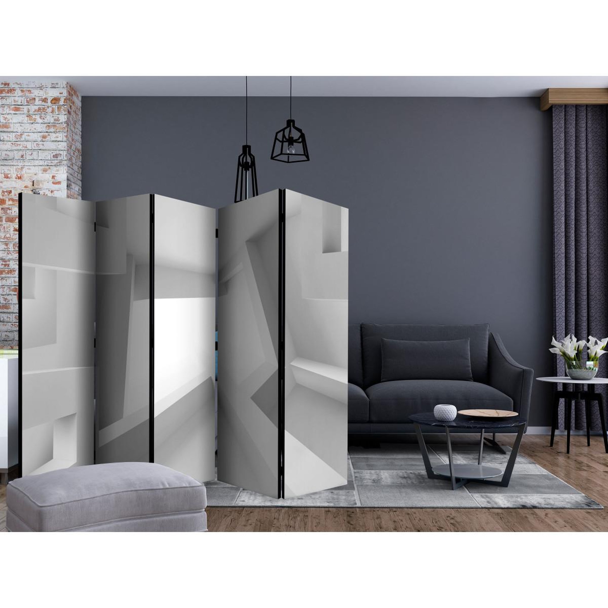 Voir la diapositive 2 : Paris Prix Paravent 5 volets  white room  172x225cm