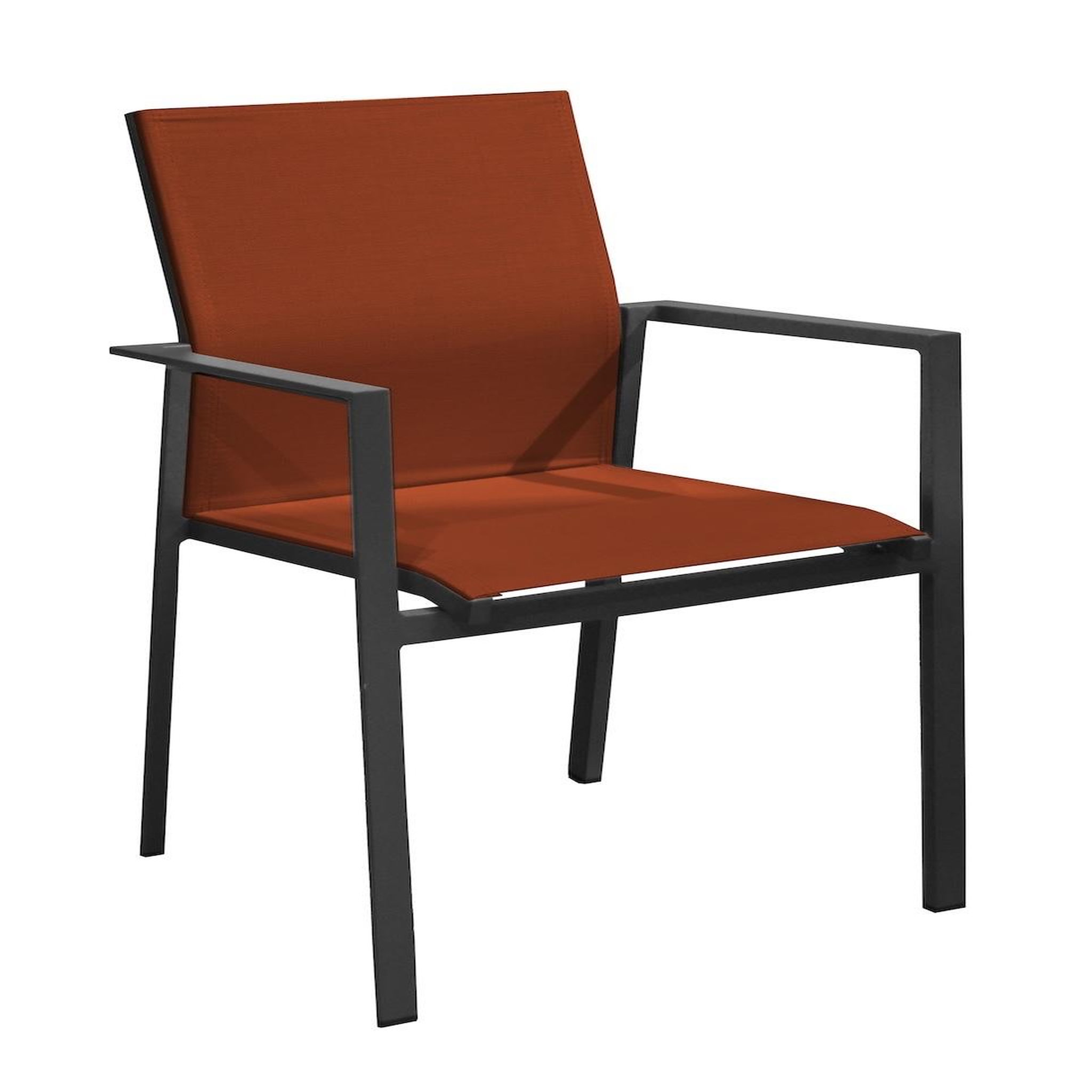 Proloisirs Fauteuil empilable en aluminium - DELIA - Assise TPEP - Hauteur d'assise 46 cm - Coloris graphite et sienne
