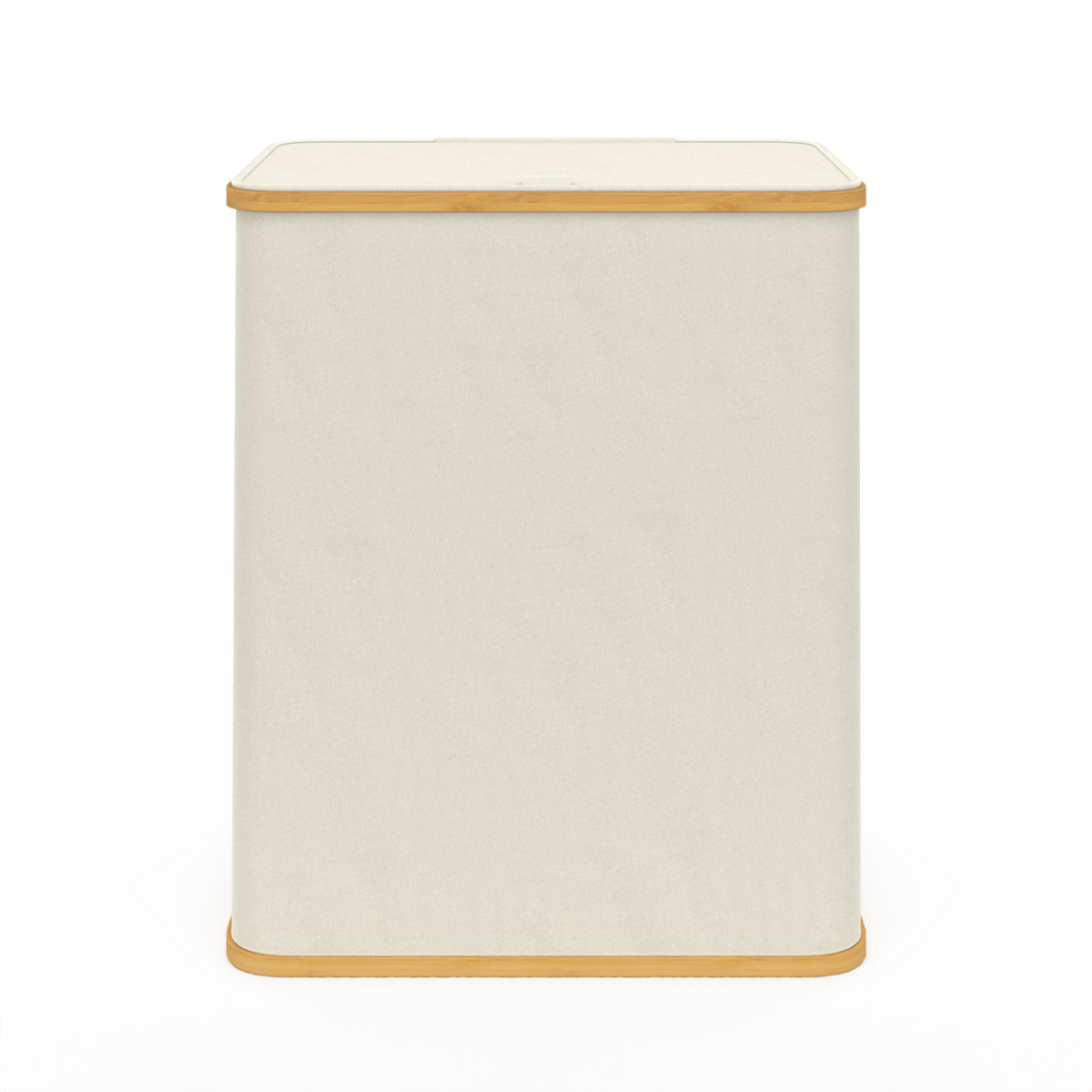 ID MARKET Panier à linge 2 bacs amovibles bambou RITA tissu écru 140 L