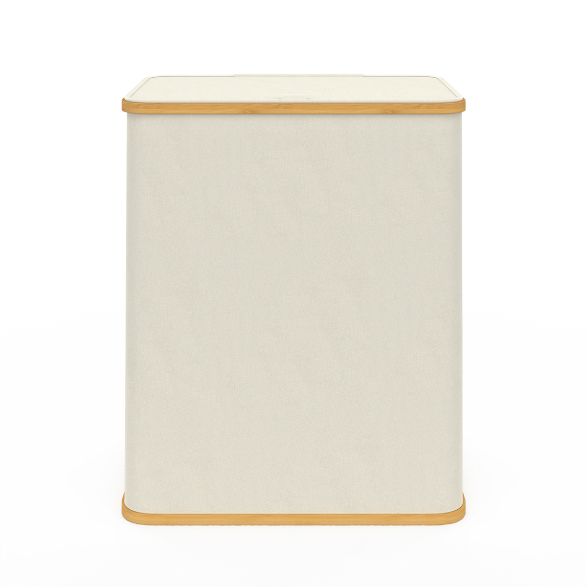 ID MARKET Panier à linge 2 bacs amovibles bambou RITA tissu écru 140 L