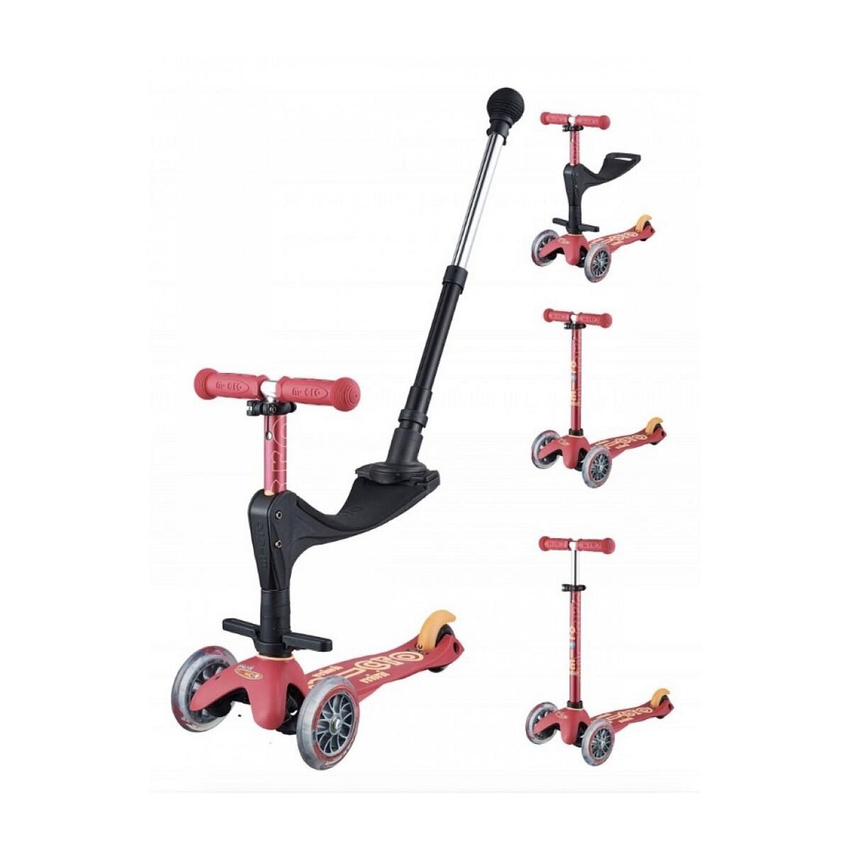 Micro Trottinette Mini  3 en 1 Deluxe Plus Rubis