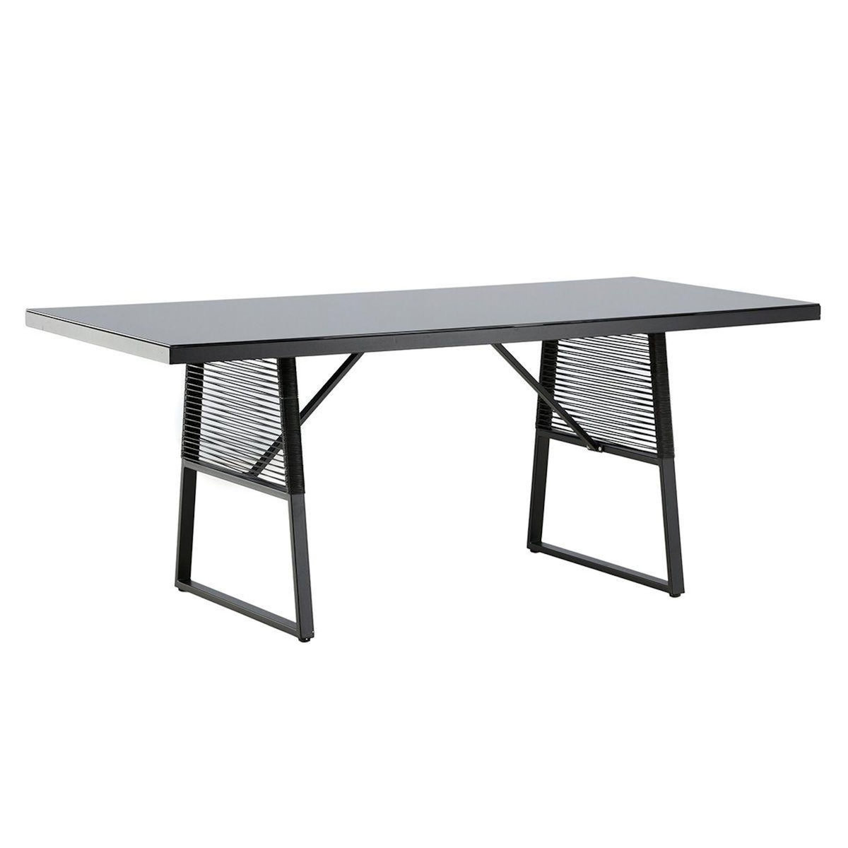 Paris Prix Table de Jardin en Verre  Dallas  193cm Noir