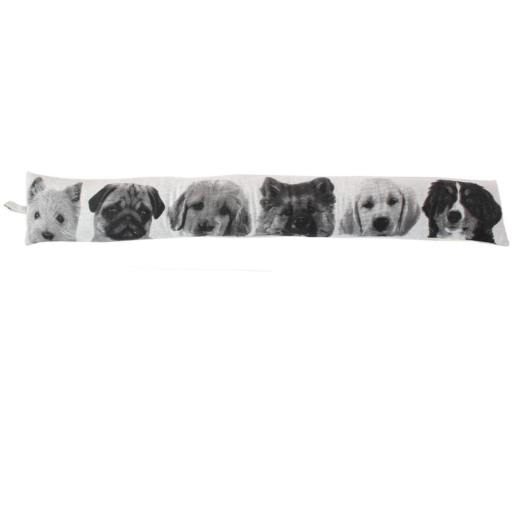 TOILINUX Boudin de porte imprimé chiens - 90 x 15 cm - noir et blanc