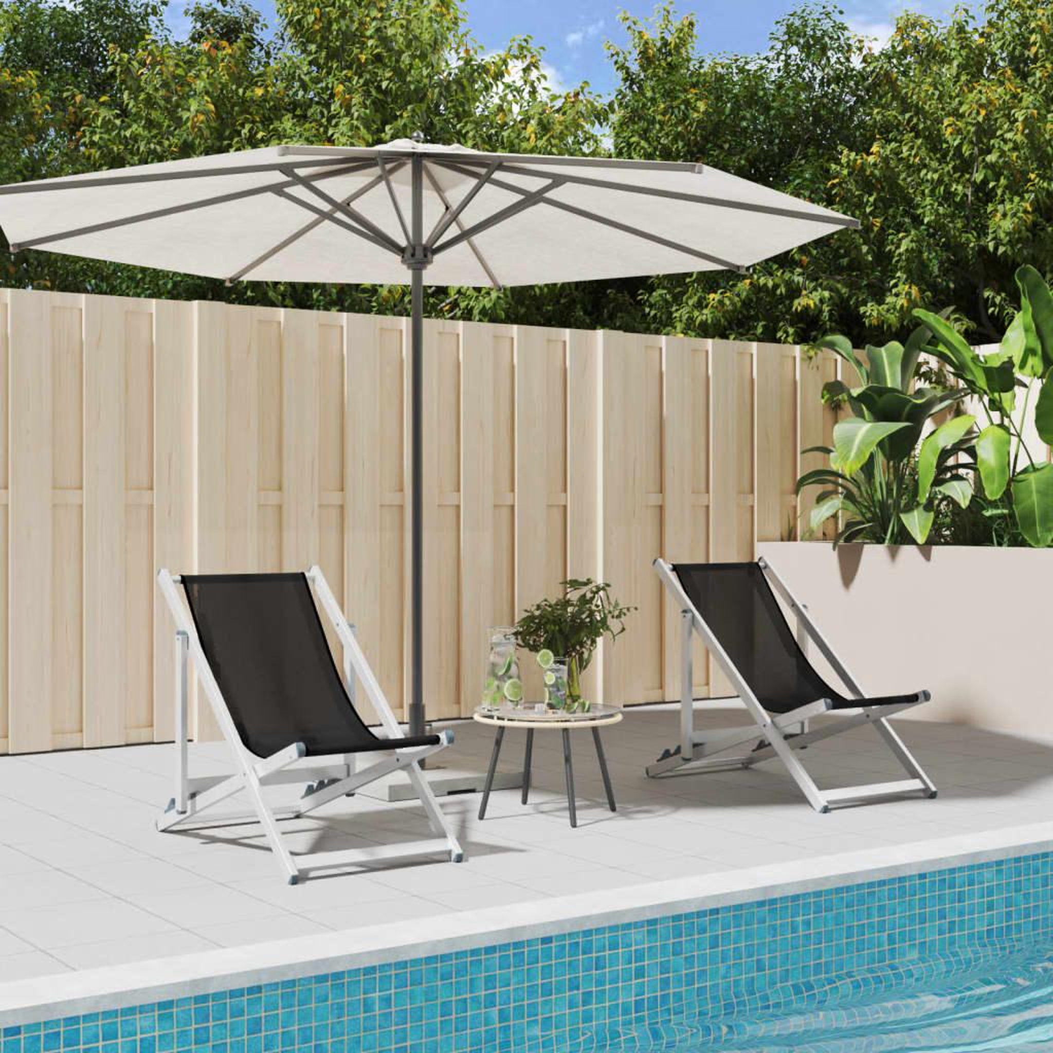 Voir la diapositive 1 : VIDAXL Chaises de plage pliantes lot de 2 noir aluminium et textilene