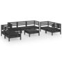 Voir la diapositive 2 : VIDAXL Salon de jardin 8 pcs Noir Bois de pin massif