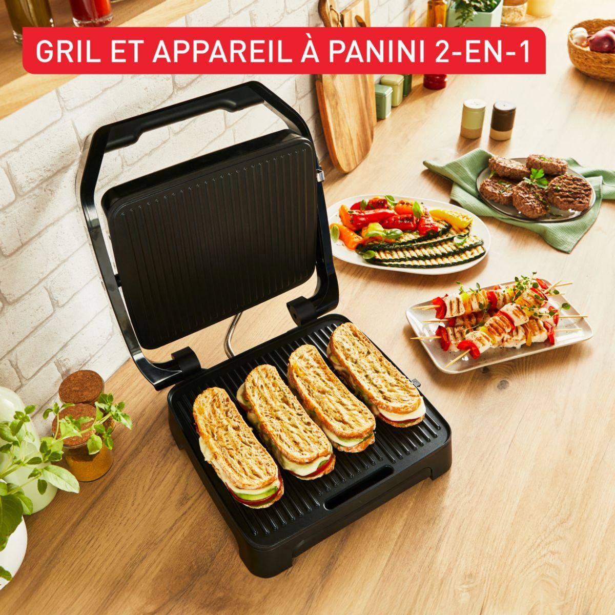 TEFAL Grille-viande GC272D10 inox noir à poser, 29x26 cm