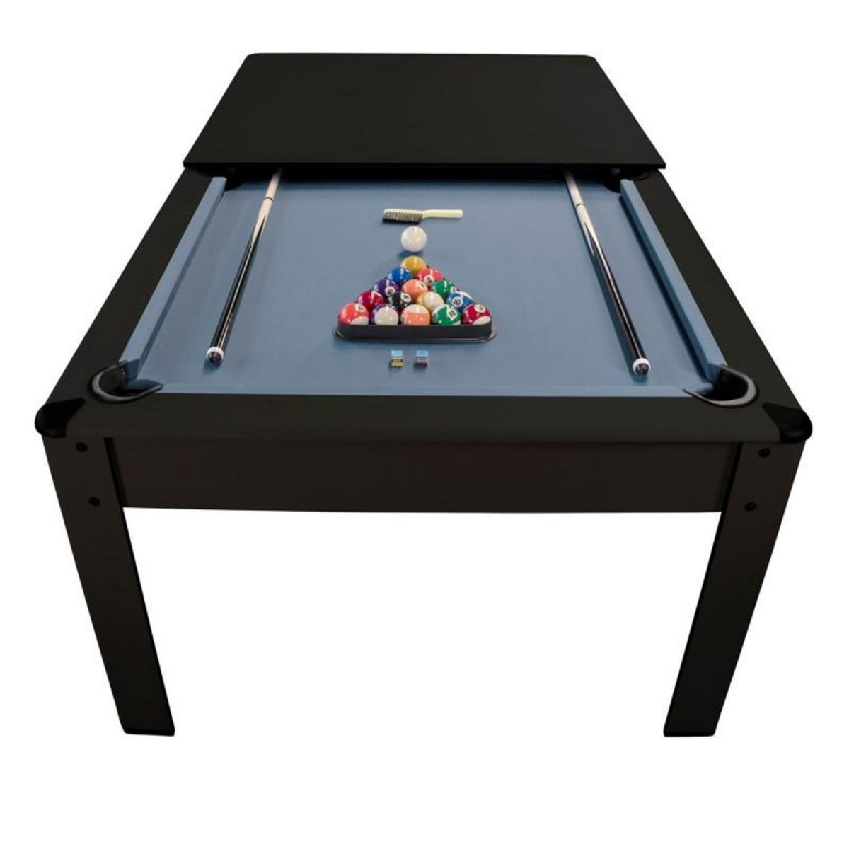 PLAY4FUN Billard Américain HARMONY 6Ft - 206,5 x 116,5 x 80 cm avec accessoires et plateau dînatoire - Couleur Noir