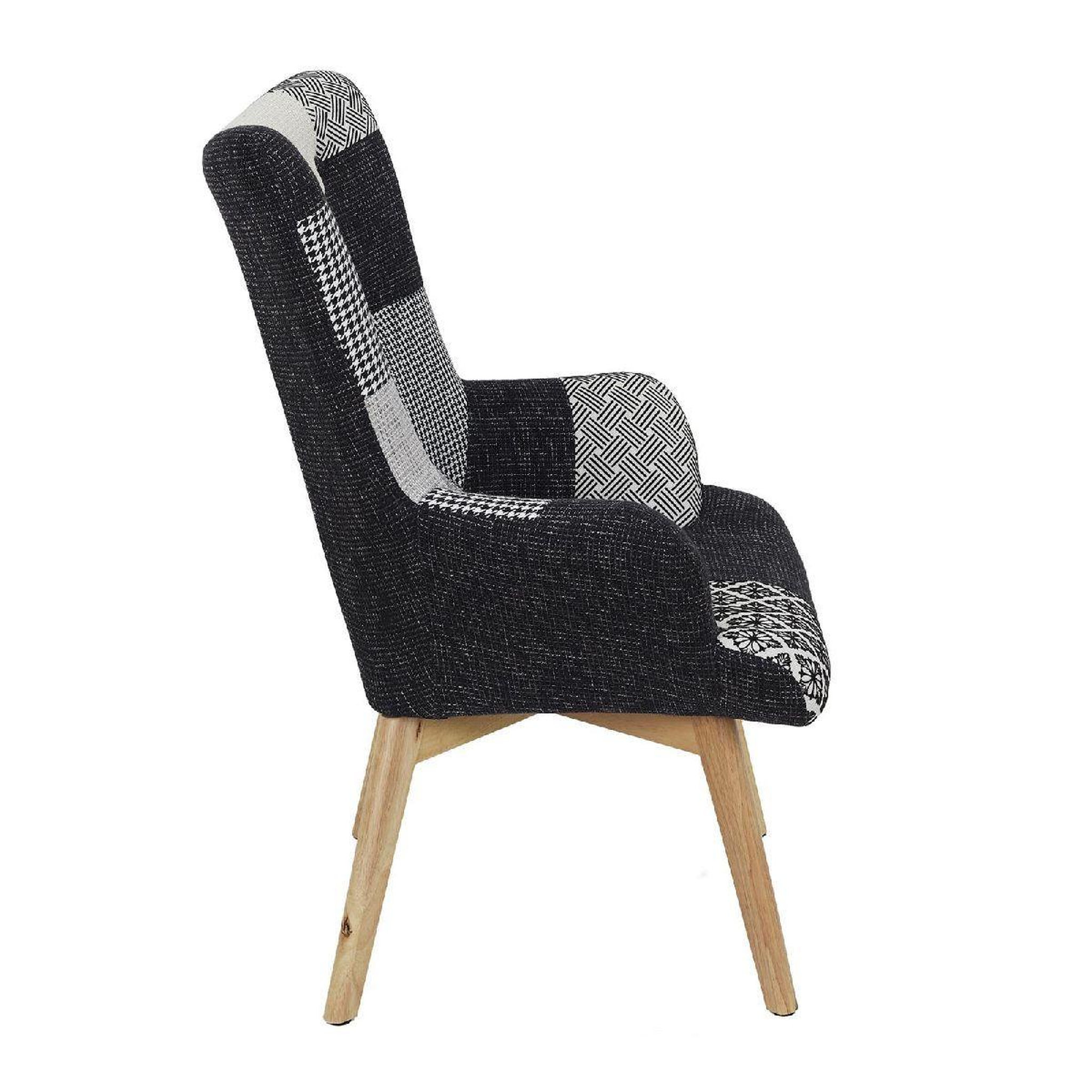 Voir la diapositive 3 : The Home Deco Factory Fauteuil Patchwork  Helsinki  71cm Noir