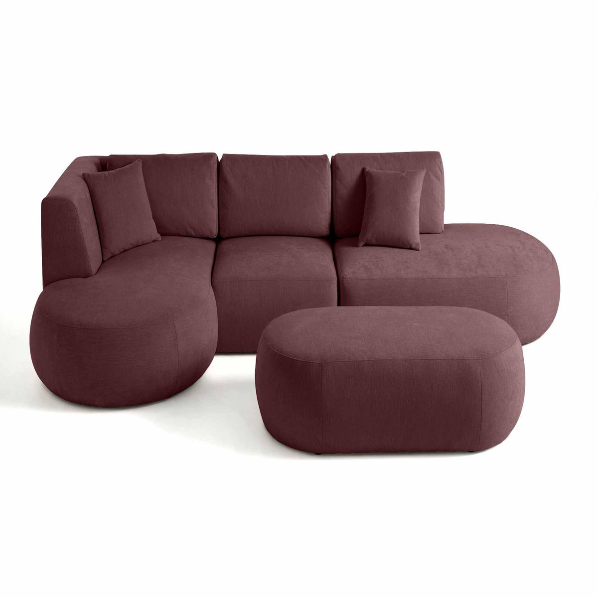 LISA DESIGN Santorini - canapé modulable d'angle gauche + pouf - 5 places - en tissu texturé