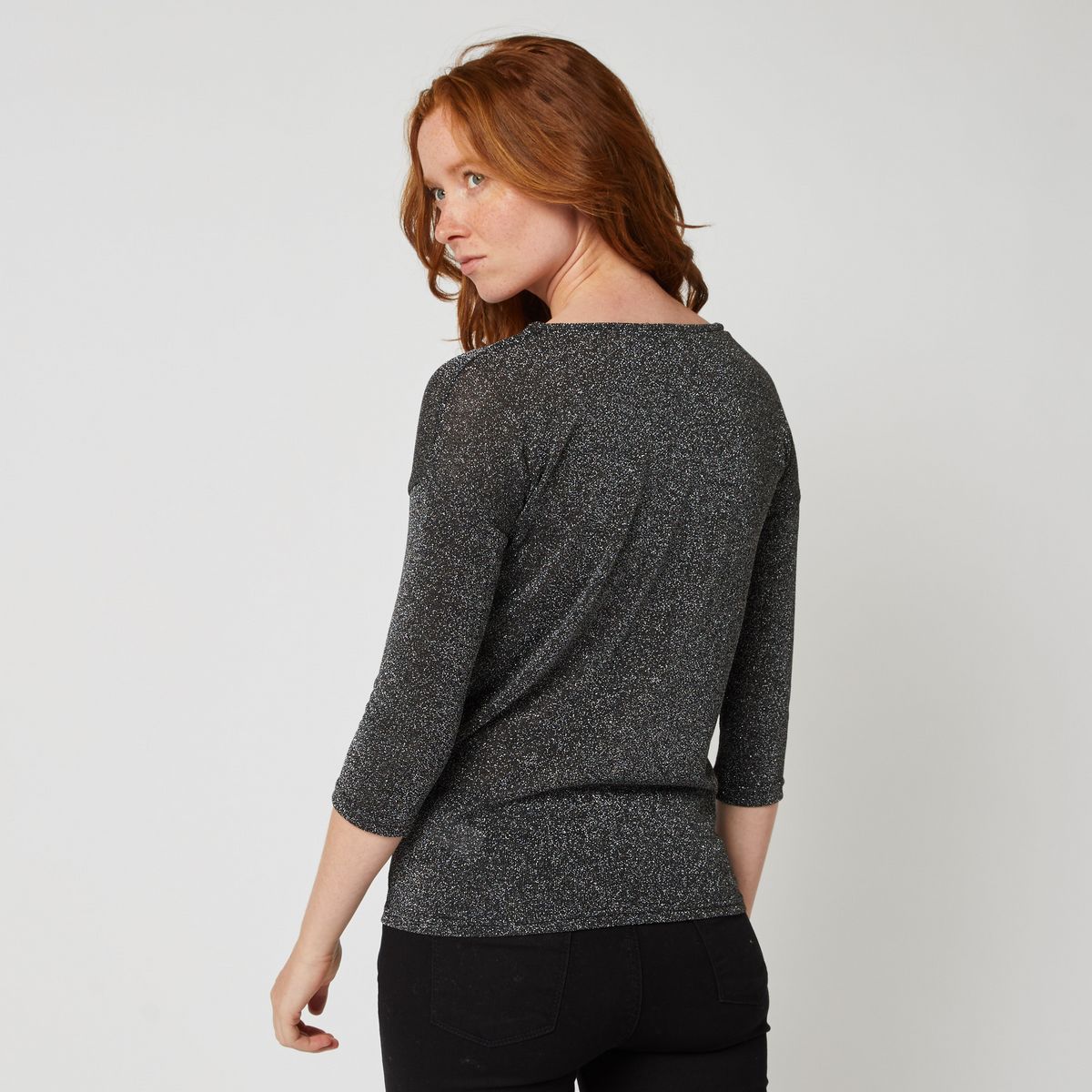 INEXTENSO T-shirt manches 3/4 noir femme