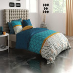 ATELIER DU COTON Parure housse de couette 100% coton 57fils oda. Coloris disponibles : Bleu