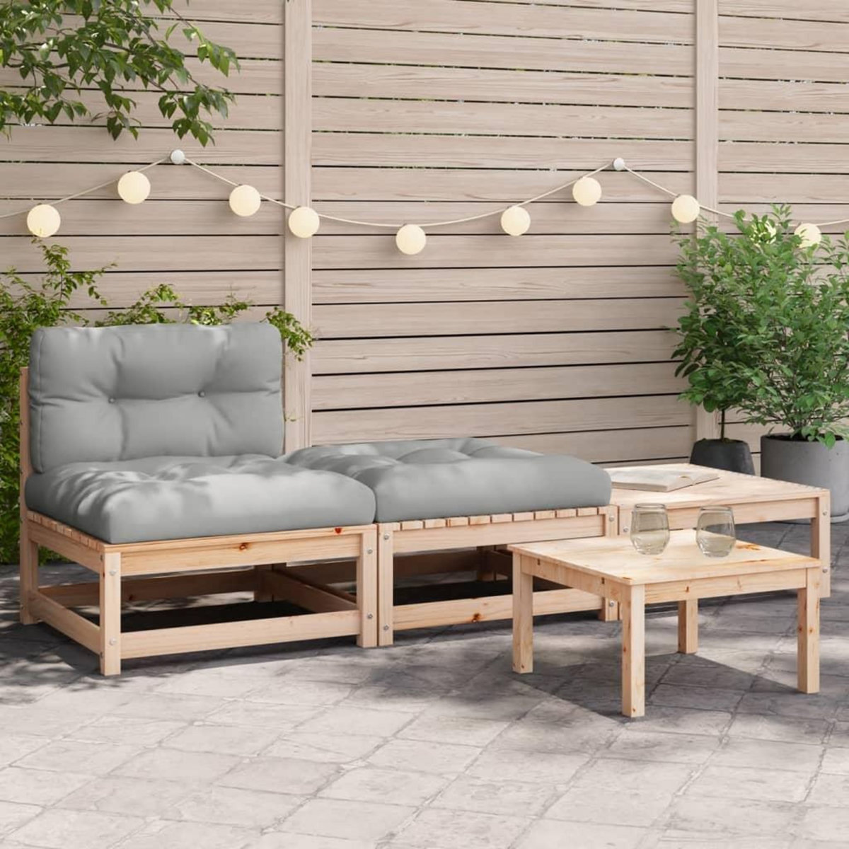 VIDAXL Canape de jardin sans accoudoirs avec coussins et repose-pieds