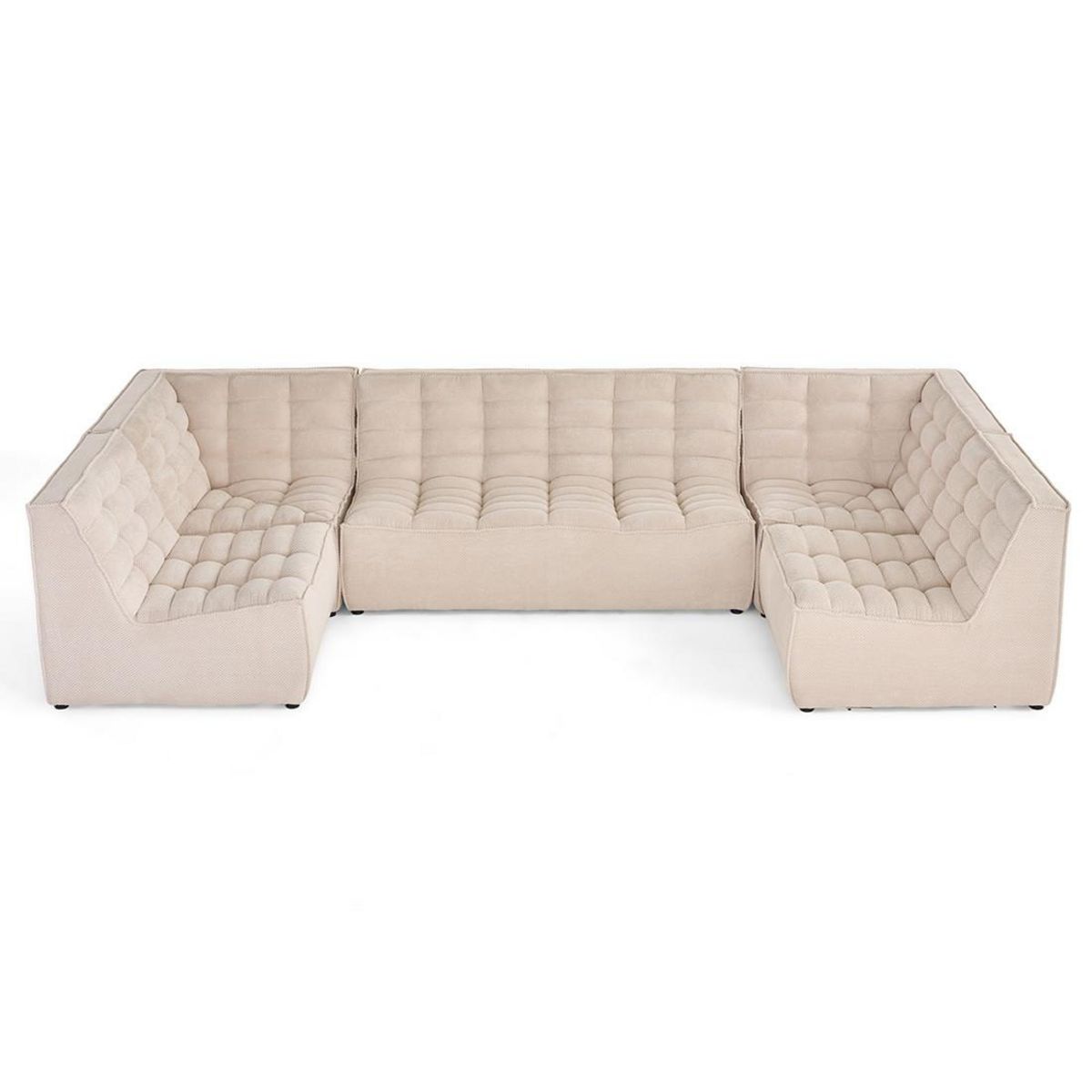 LISA DESIGN Ellie - canapé modulable panoramique 7 places en velours texturé