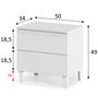 Voir la diapositive 2 : VS VENTA-STOCK Table de chevet Vera avec 2 tiroirs couleur blanc brillant