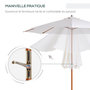 Voir la diapositive 4 : OUTSUNNY Parasol droit octogonal dia. 2,7 x 2,5 m - manivelle - bois toile haute densité 180g/m² crème