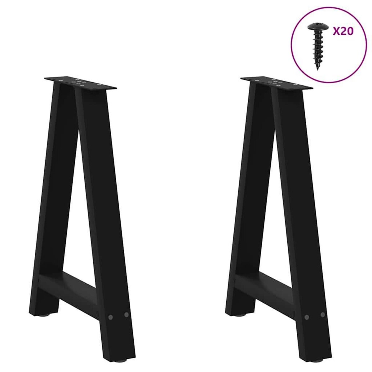 VIDAXL Pieds de table basse forme de A 2 pcs noir 60x(72-73) cm acier