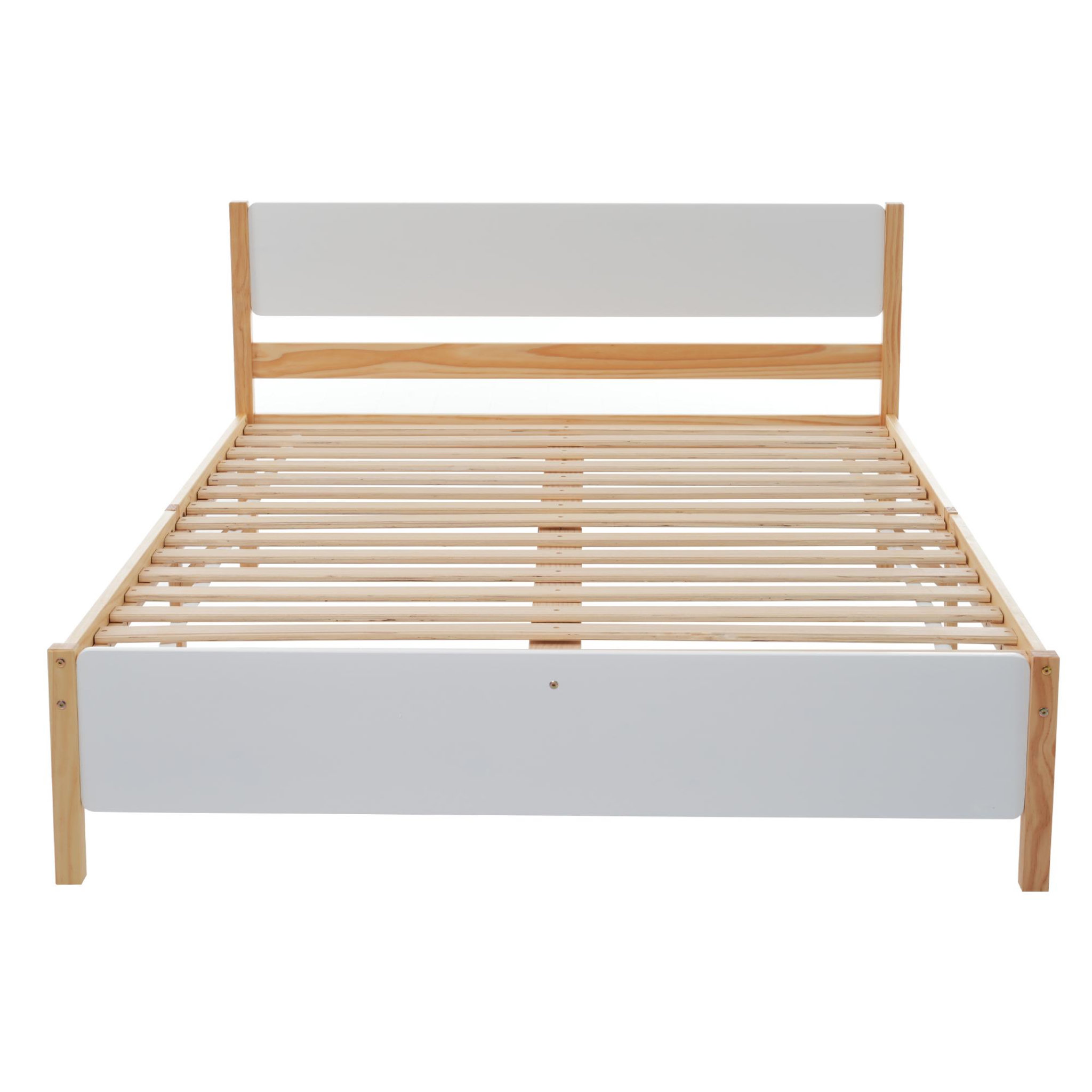MERAX Lit 2 places 140x200cm bois et mdf coloris blanc+naturel