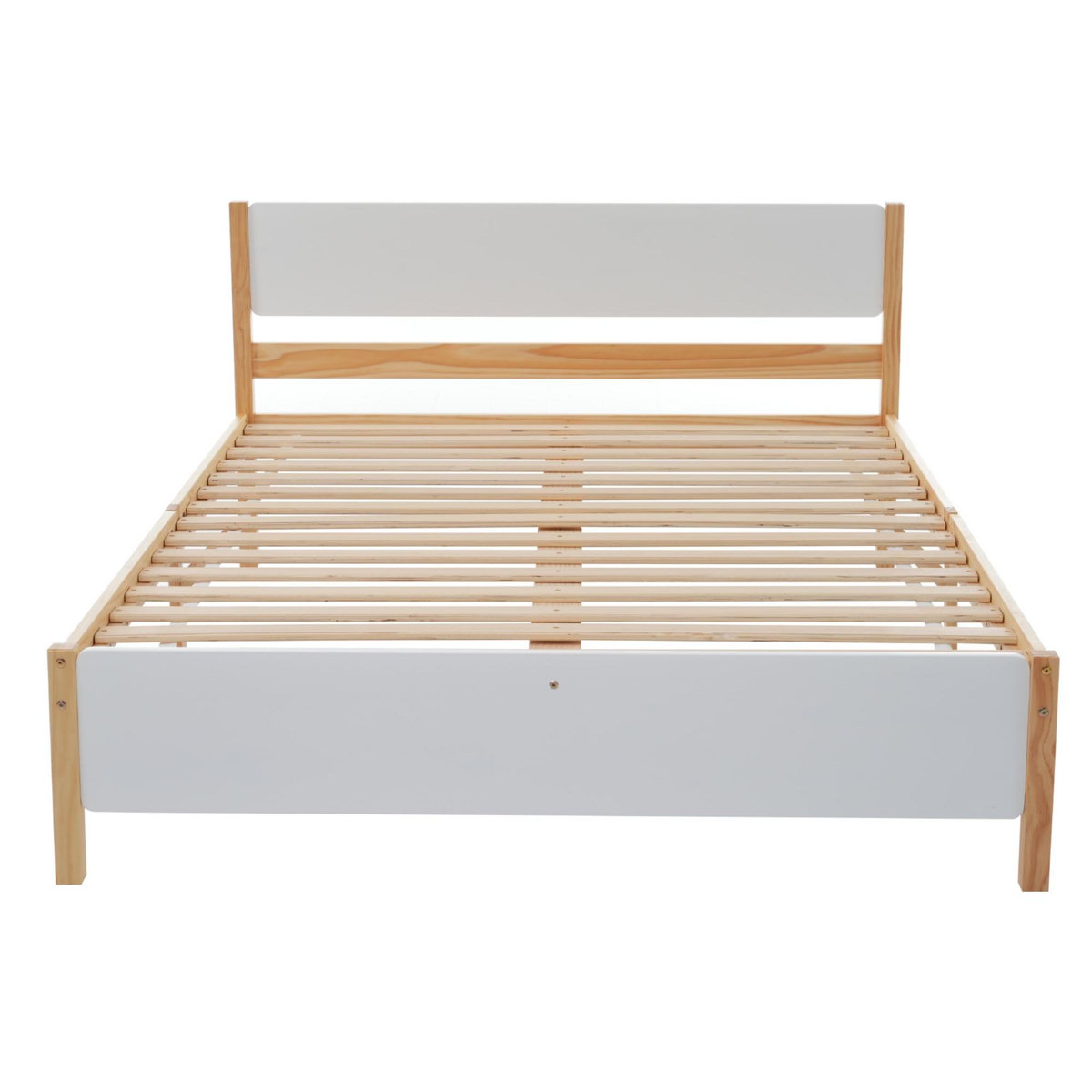 MERAX Lit 2 places 140x200cm bois et mdf coloris blanc+naturel