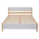MERAX Lit 2 places 140x200cm bois et mdf coloris blanc+naturel