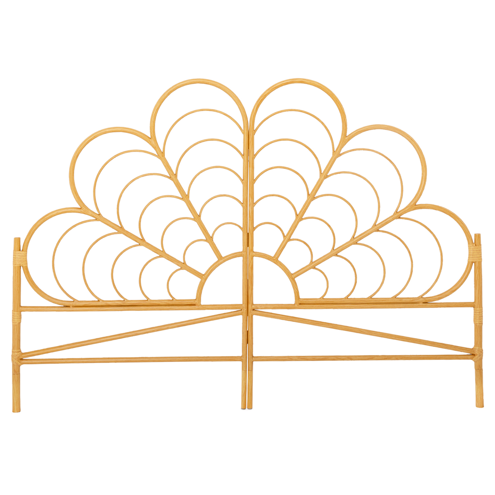 Voir la diapositive 3 : ID MARKET Tête de lit sur pied ivy 160 cm effet rotin en forme de fleur