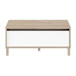 PARISOT Table basse - Rectangulaire - Décor blanc / Chene - Dessus relevable - 4 pieds - 100,8 x 43,6 x 50 cm