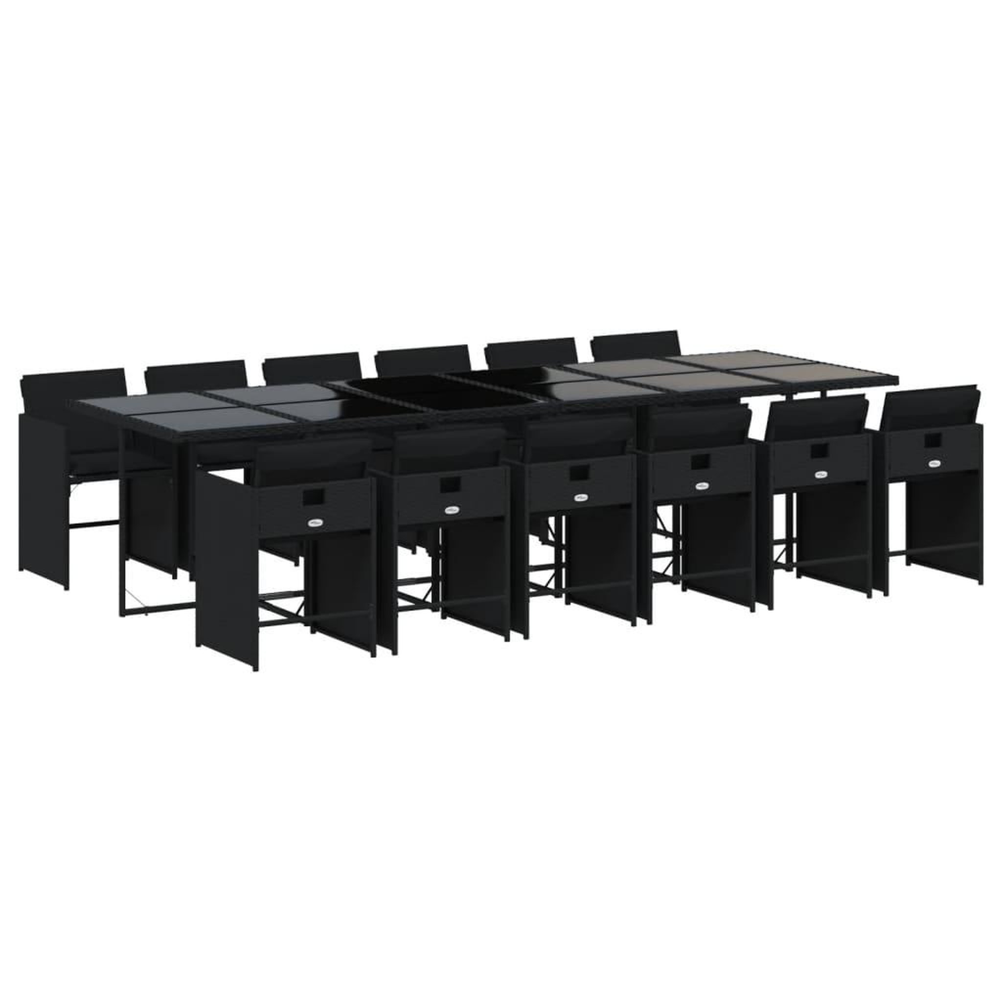 Voir la diapositive 2 : VIDAXL Ensemble a manger de jardin 13 pcs coussins noir resine tressee