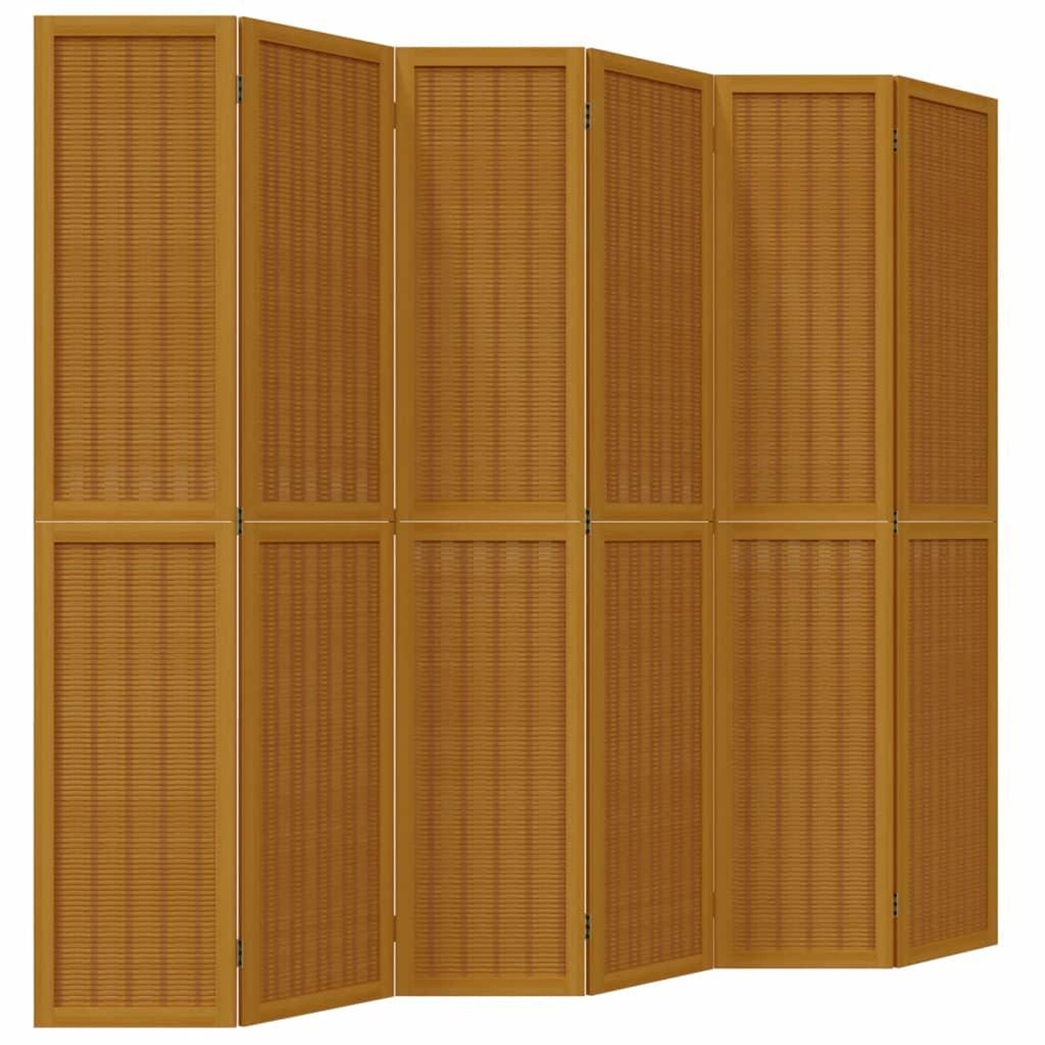 Voir la diapositive 2 : VIDAXL Cloison de separation 6 panneaux marron bois paulownia massif