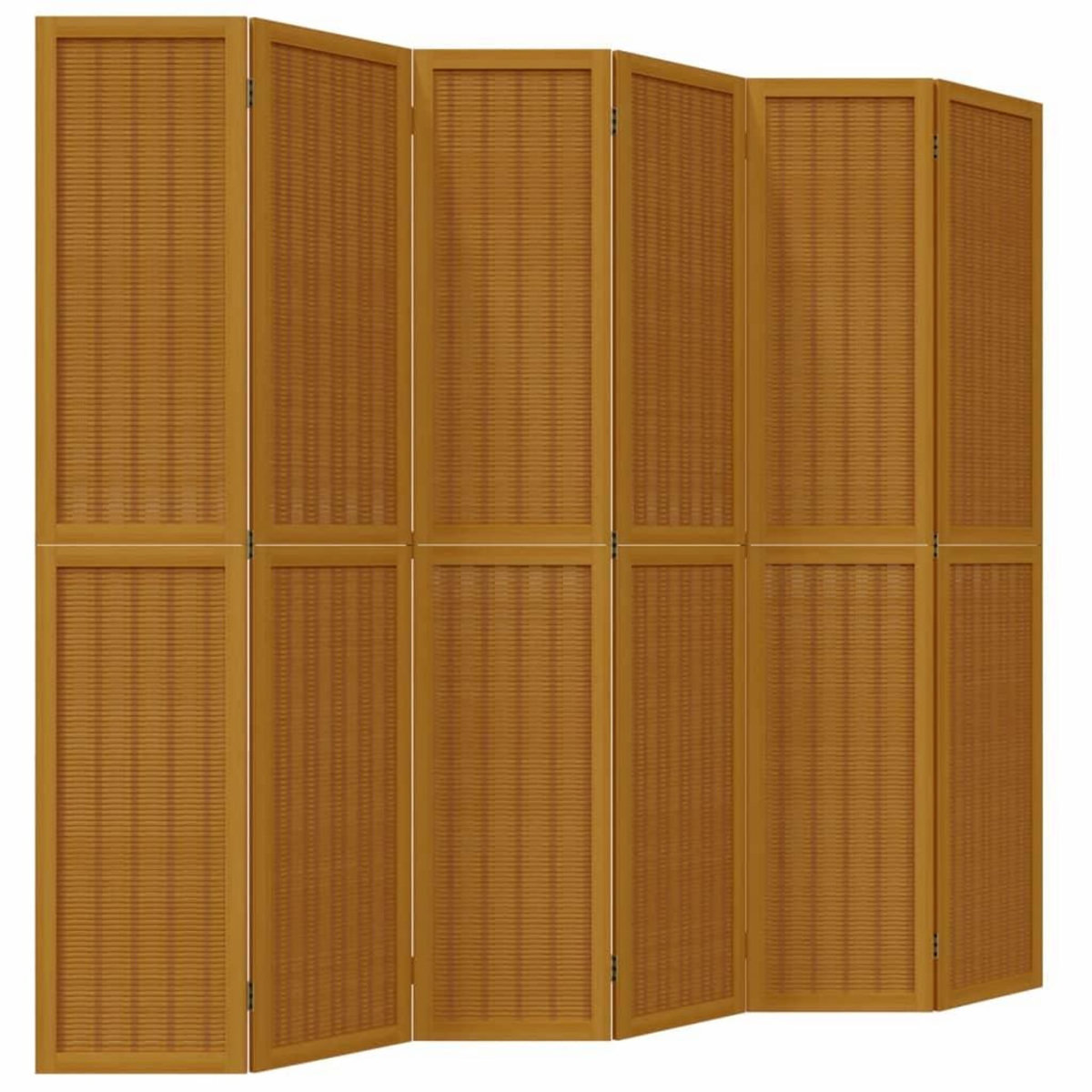 VIDAXL Cloison de separation 6 panneaux marron bois paulownia massif