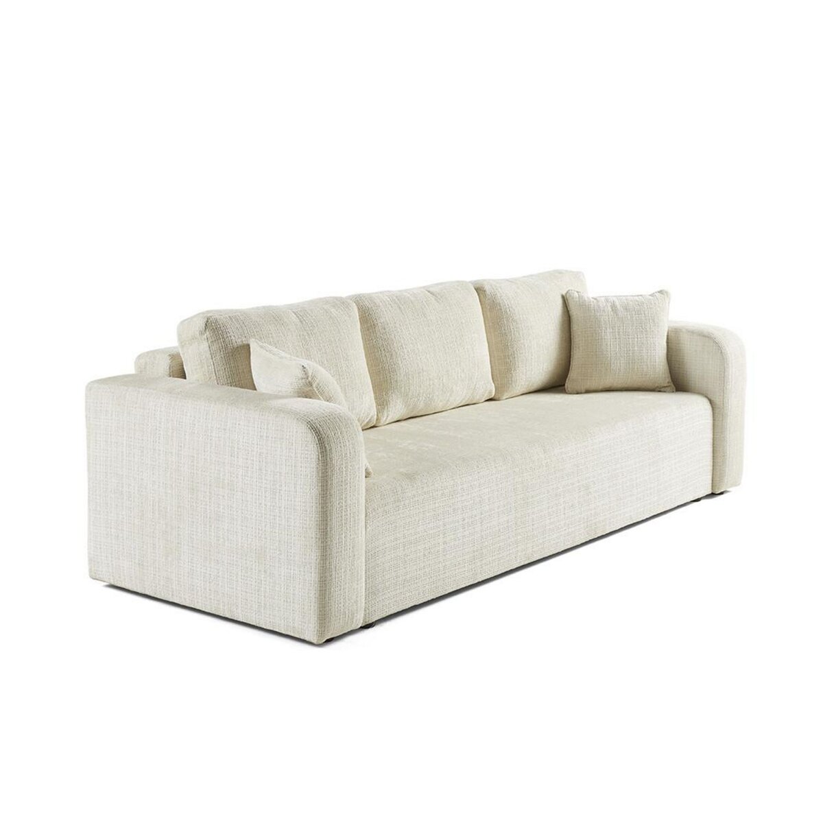 BEST MOBILIER Miro - canapé droit 3 places - convertible avec coffre - en velours texturé