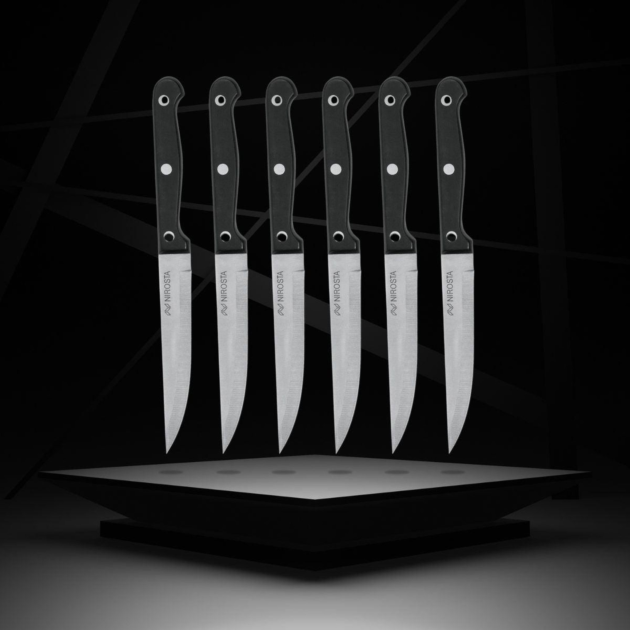 Voir la diapositive 4 : NIROSTA Lot de 6 couteaux à steak nirosta mega 21 cm