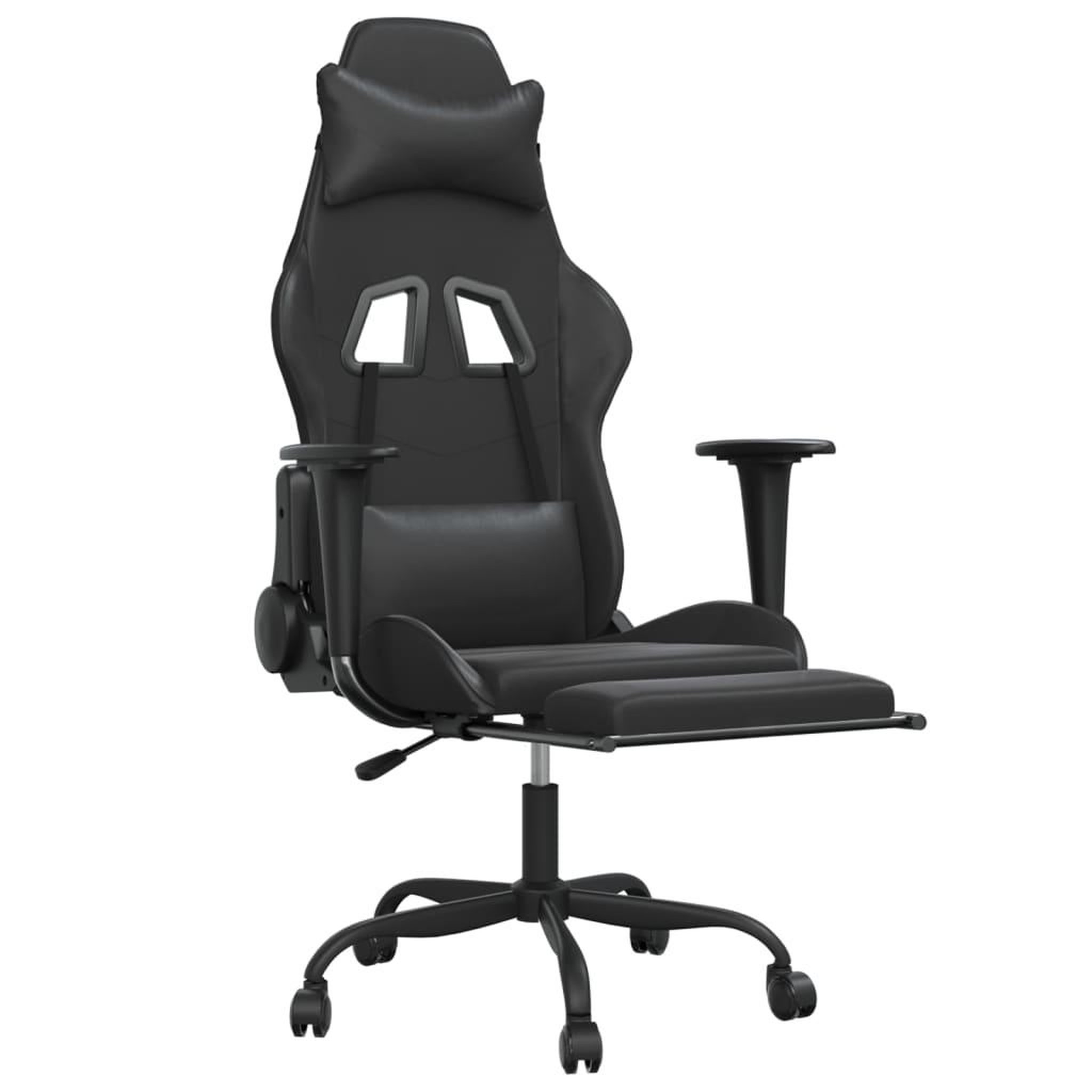 Voir la diapositive 3 : VIDAXL Chaise de jeu de massage avec repose-pied Noir Similicuir