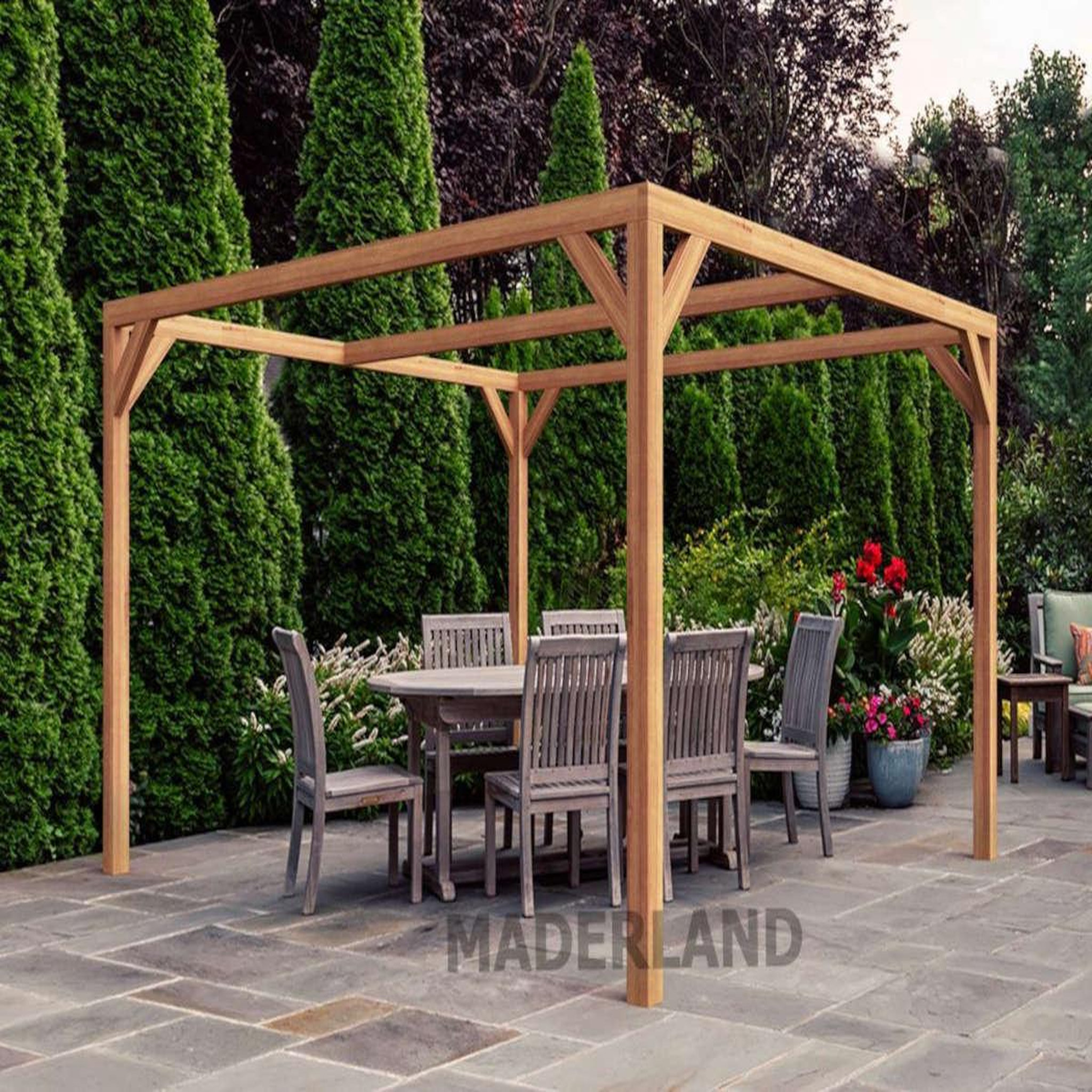 Voir la diapositive 2 : JARDIDECO Pergola en bois lamellé-collé caen 300 x 300 cm - maderland