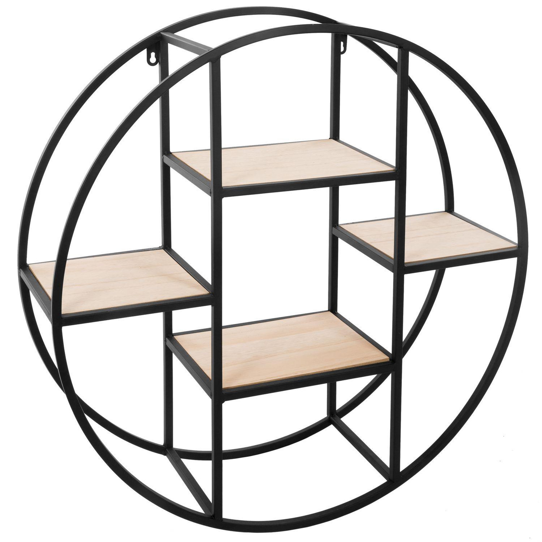 Voir la diapositive 1 : ATMOSPHERA Etagère murale industrielle Torof - Diam. 78 cm - Noir
