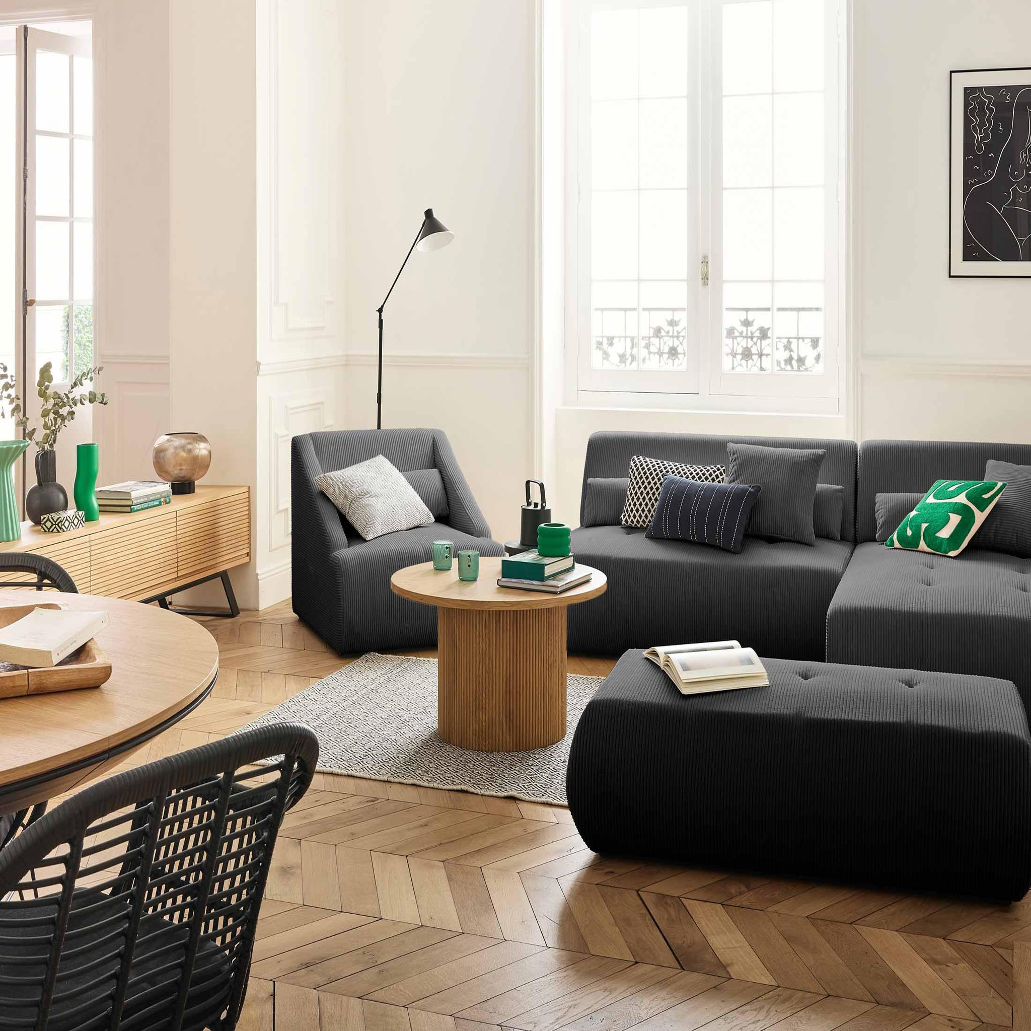 Voir la diapositive 3 : LISA DESIGN Onyx - fauteuil - en velours côtelé