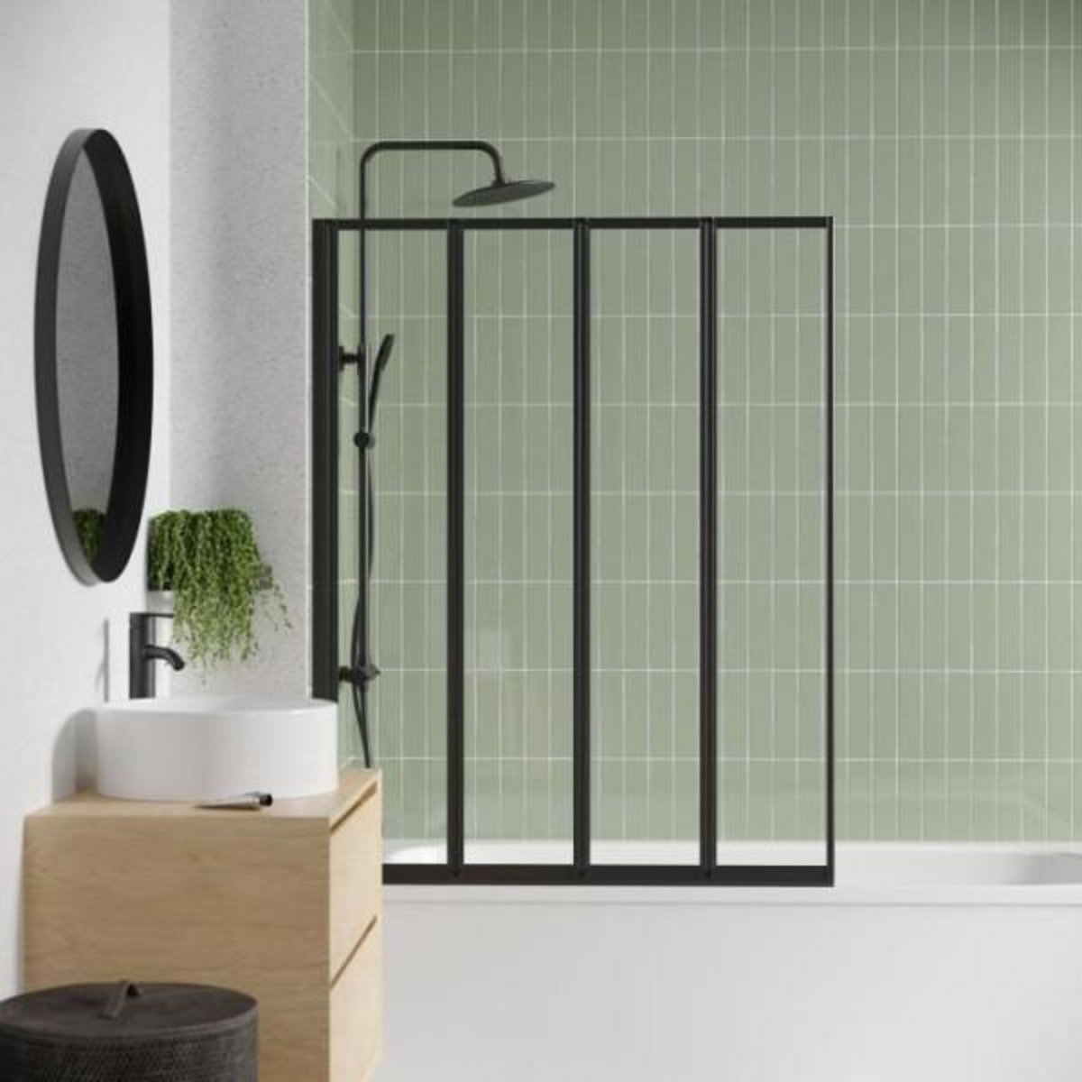GELCO Pare Baignoire 4 volets - GELCO - LEXIA Noir - 110 x 140