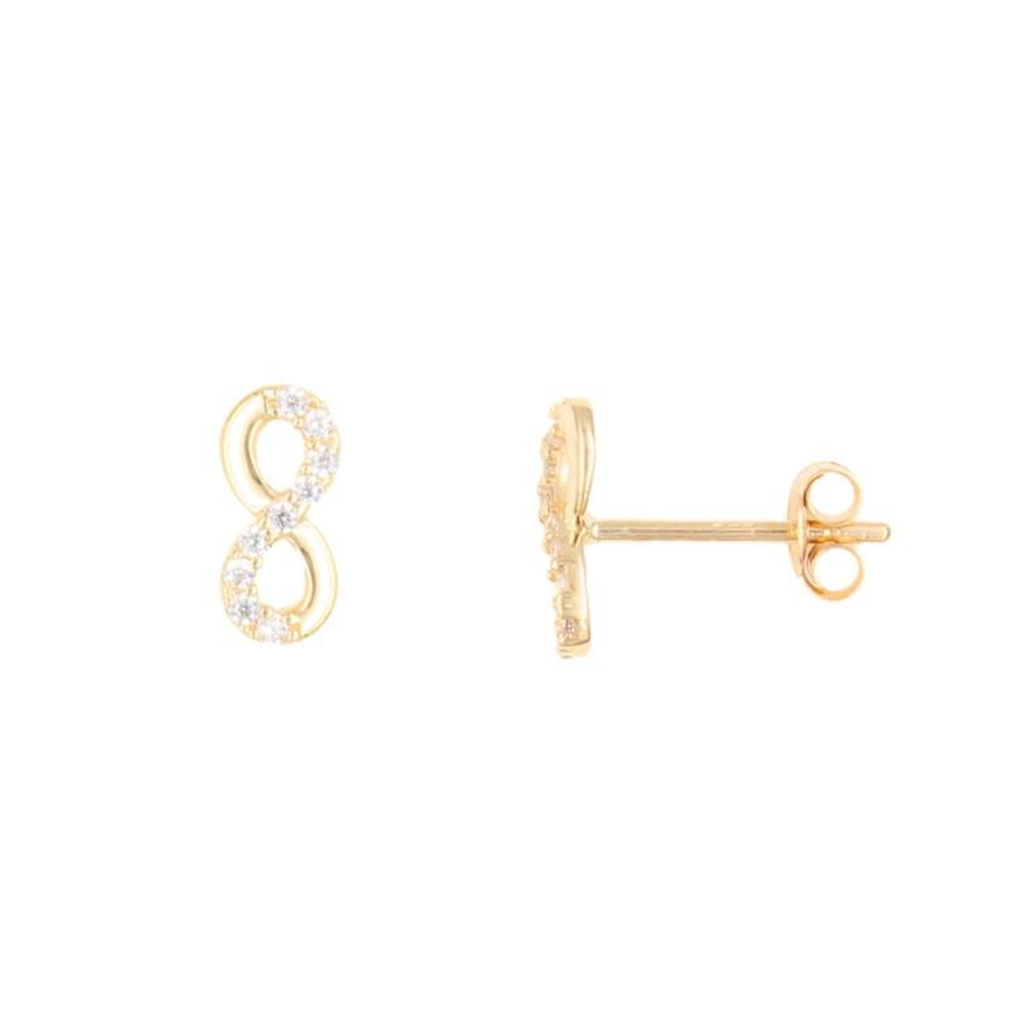 L'ATELIER D'AZUR Boucles d'Oreilles Or Jaune - Infini Pavé de Zirconiums - Femme ou Enfant