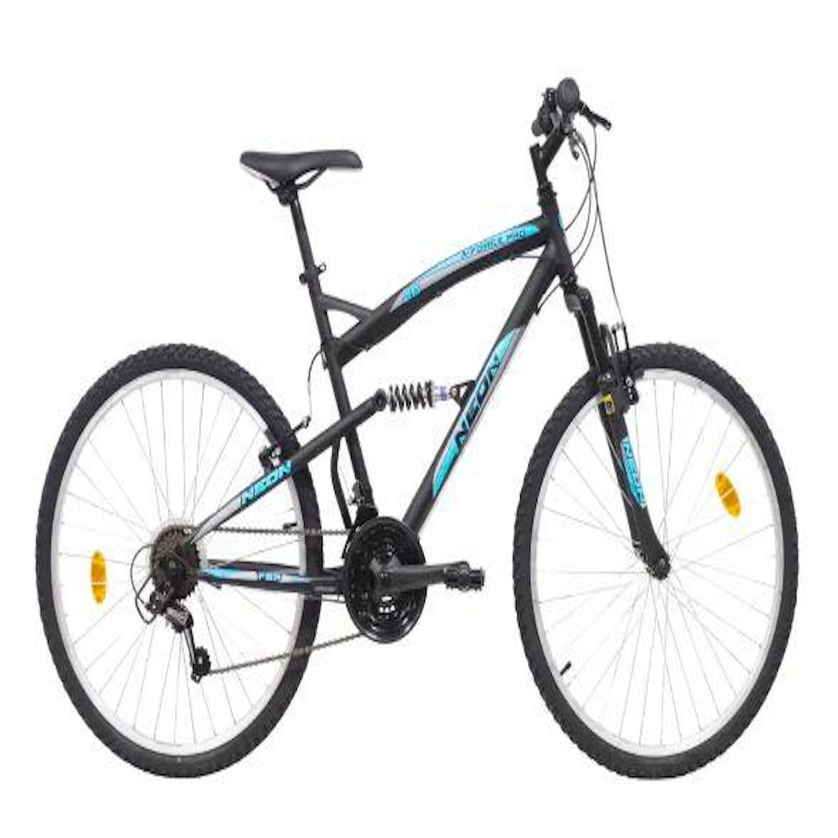 Vélo VTT 26'' NEON - Cadre Acier Suspendu - Fourche Télescopique - 18 Vitesses - Dérailleur Shimano - Poignées Tourantes