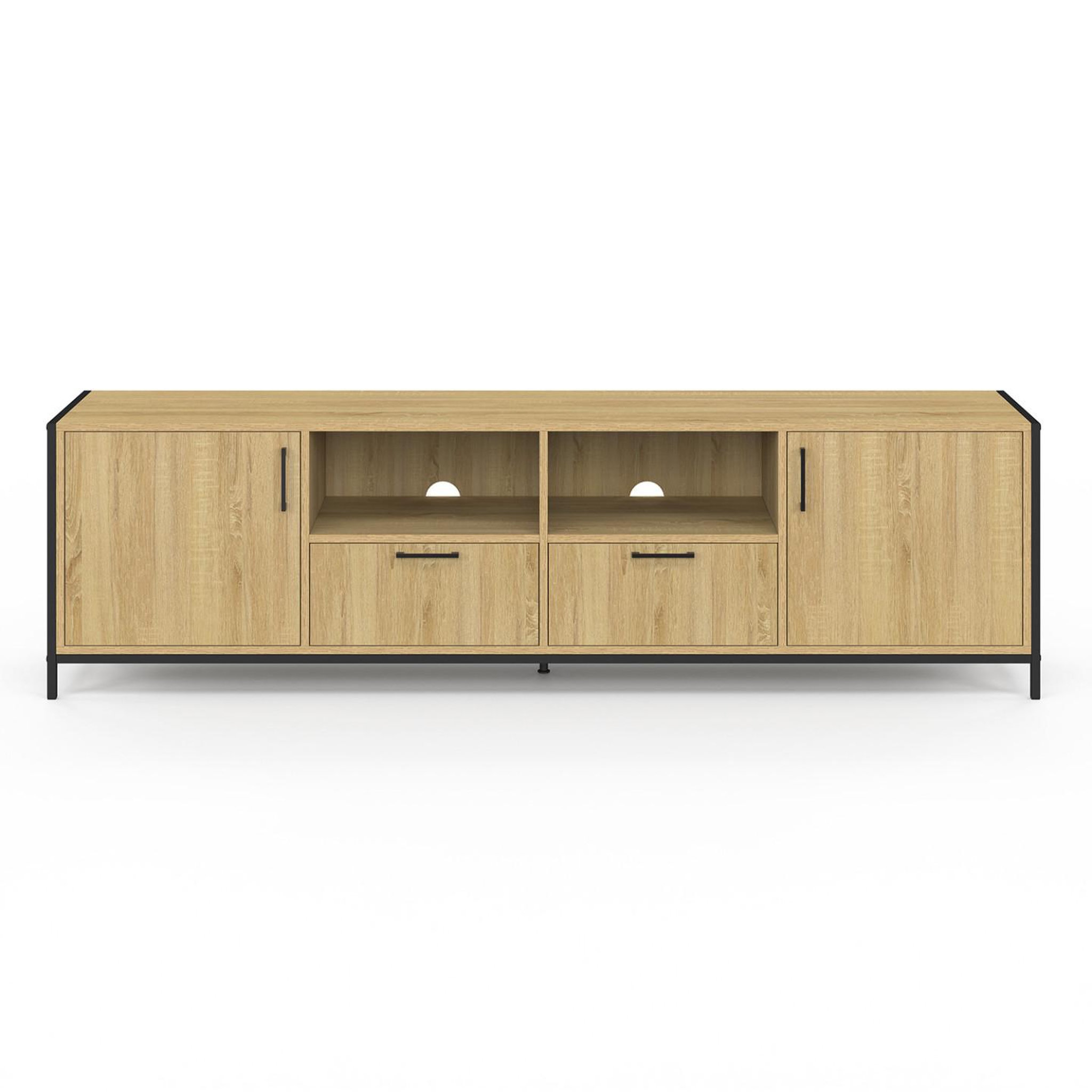 Voir la diapositive 3 : ID MARKET Meuble tv 180 cm detroit 2 portes 2 tiroirs design industriel